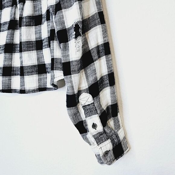AE Cozy Cabin Oversized Hoodie Button Down Flannel Lightweight Jacket Top - Picture 10 of 13